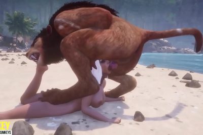 busty bitch breeds with furry on the beach big cock monster 3d porn wild life